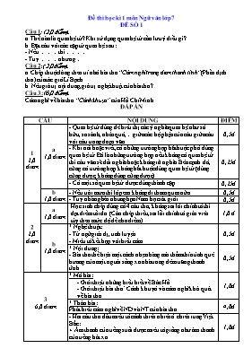 Đề kiểm tra học kì I Ngữ văn lớp 7 - Đề số 1